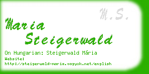 maria steigerwald business card